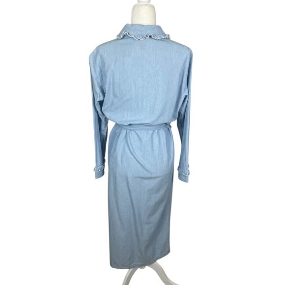 Lauren Ralph Lauren LRL Cotton Embroidered Monogram Ruffles Blue Women's Medium - Picture 7 of 13